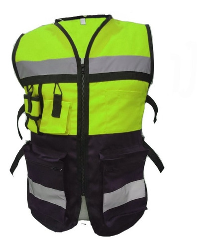 Chaleco Brigadista Combinado Verde Neón/negro: 100 Pieza
