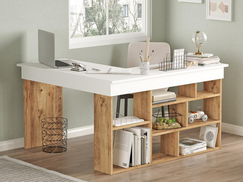 Escritorio Rinconera Blanco Con Monarca Multicolor