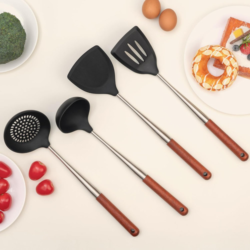 Espátula De Silicona Wok, Espátulas Ranuradas, Cucharón, Jue