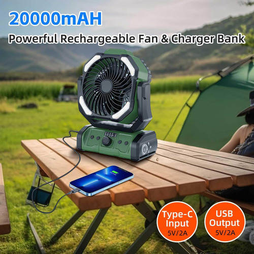 Smarttail Ventilador Portátil Camping Con Batería Y Linterna