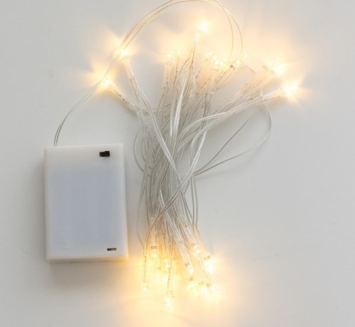 Imagen 6 de 7 de Luces Navideñas De Pilas 30 Leds 3mt Luz Ámbar Blanco Cálido