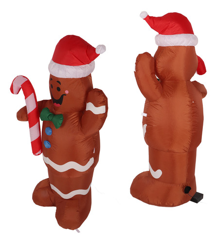 Hombre De Jengibre Inflable Navideño De 4.92 Pies, Lindo