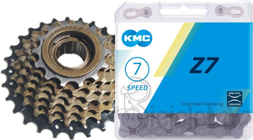 Combo Pacha Sunrace Rosca 14/28 7v + Cadenilla Kmc Z7 Mtb