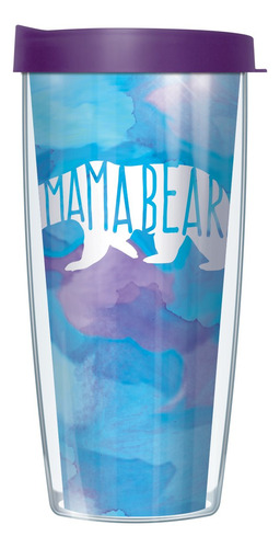 Mama Bear Traveler Vaso Taza Con Tapa, 22 Onza, Azul