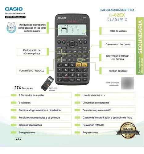Calculadora casio fx 82 ex sale