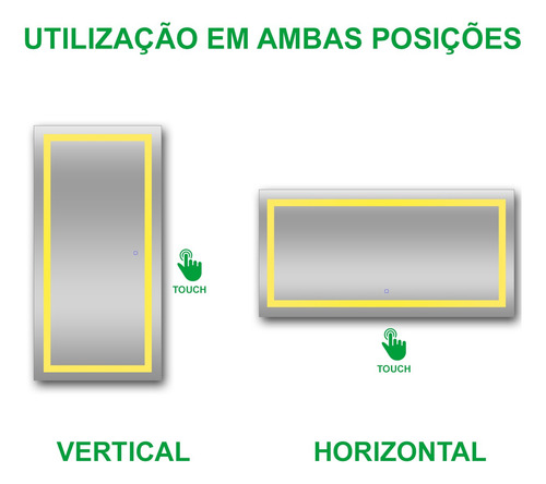 Espelho Grande Moderno Com Luz Led Frontal 1,80m X 90cm