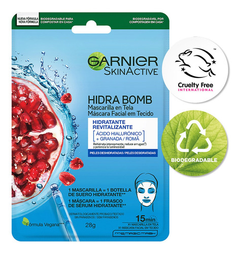 Mascarilla En Tela Garnier Skin Active Granada Hidra Bomb