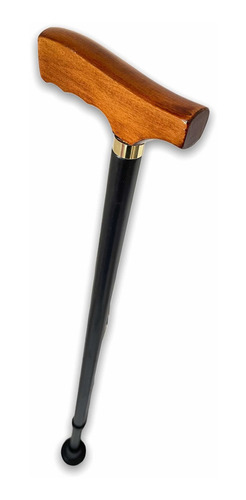 Bastón Aluminio Madera Lustrada Boton Virola Bronce Premium Color Negro