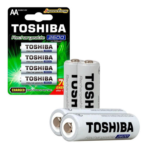 Pilha Recarregável Aa Toshiba 1,2v 2600mah 4unid. - Tnh6gae