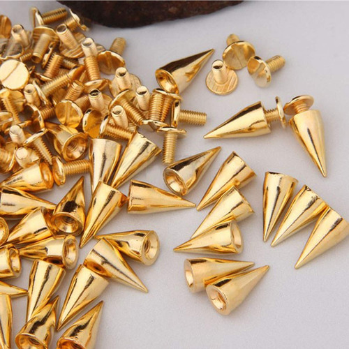 Rubyca 100 Conjuntos 13mm Color Oro Bala Cono De Spike Y Met