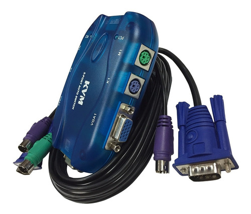 Switch Kvm 2 Puerto Ps2 Teclado Mouse Video Con Cables 