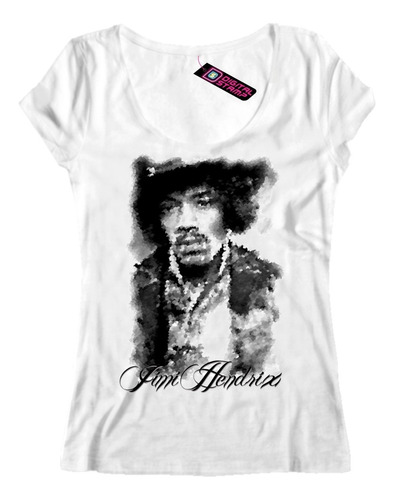 Remera Jimi Hendrix 2 Rock Mujer Estampado Digital Stamp Dtg