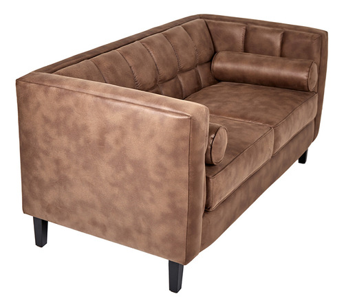 Love Seat Vintage Salas Modernas Minimalistas Sillones Color Marrón Diseño De La Tela Piel Sintética