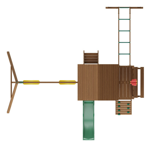 Casa De Juegos De Madera + Columpios Resbaladilla Pasamanos