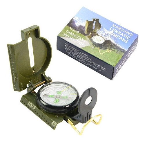 Brújula Lensática Profesional Militar Impermeable Metal Verde