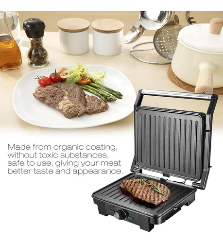 Sandwichera Parrillera Placas Antiadherente Barbacoa Carnes Negro