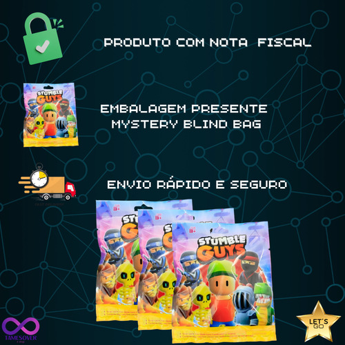 Stumble Guys Melhor Jogo 3 Bonecos E 9 Cards Blind Bag Full