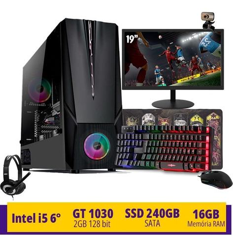Imagem 2 de 10 de Computador Gamer Completo I5 6ª 16gb Gt1030 Hd 1tb Ssd 240gb
