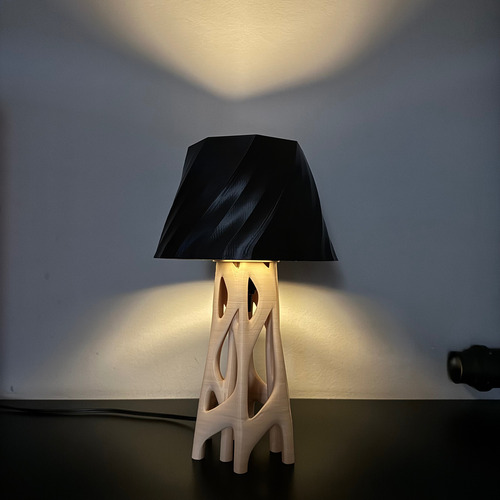 Abajur - Luminária Mesa 20cm X 34cm Bege Preto