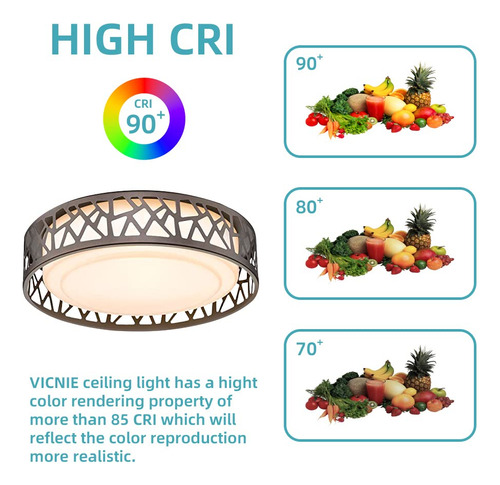 Lámpara De Techo Vicnie Led, 20 W, 1400 Lm, 30 Cm, Regulable