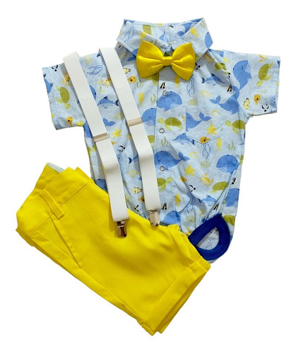 Roupa Festa Infantil Bebê Body Bori Camisa Social Temática Menino  Tecido Tricoline 100% Algodão