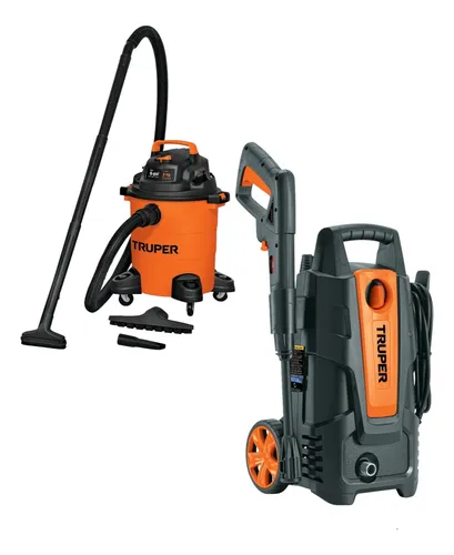 Set Hidrolavadora 1500psi + Aspiradora 6 Galones Truper