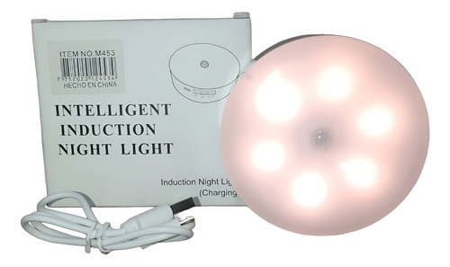 Sensor Movimiento Luz Nocturna Led Recarga Usb Luz Calida