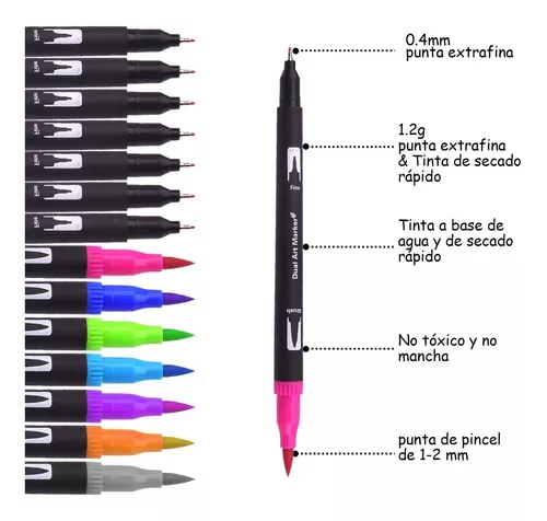 Marcadores De Doble Punta 132 Colores Plumones Punta Pincel