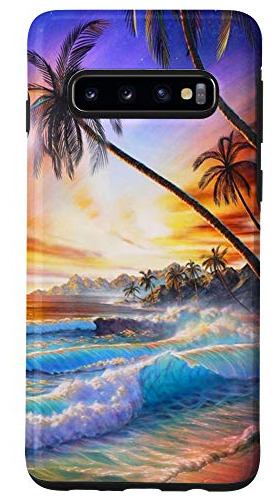 Funda Para Galaxy S10 Ocean Wave Beach Front Tropical Palm P