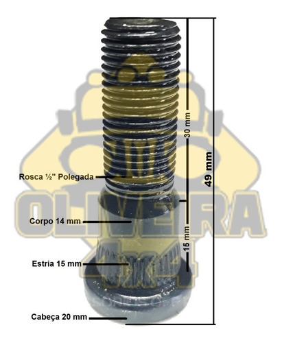 Imagem 3 de 4 de Parafuso Prisioneiro Roda Wilhys Jeep / Rural / F 75 / F 100