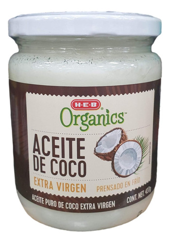 Aceite Organico De Coco Extra Virgen 437gr