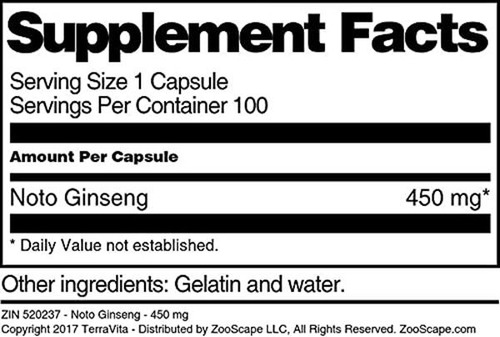 Noto Ginseng 450 Mg 100 Cápsulas Pack De 3 Terravita