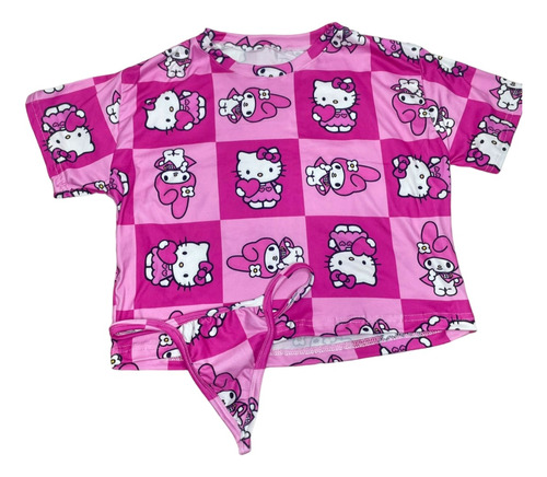 Pijama Para Mujer Tipo Camiseta Y Panty Piel De Durazno