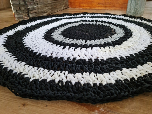 Alfombra Nórdicas Tejida En Crochet En Trapillo Totora 1.20