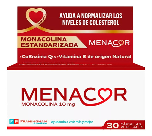 Menacor Control De Colesterol X 30 Caps - Coenzimia Q10+vite