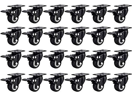 24 Pack Swivel 1.5  Caster Wheels Rubber Base With Top ...