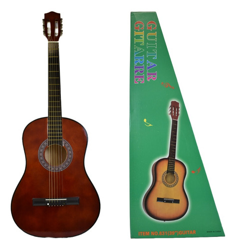 Guitarra De Madera Principiante 38 Pulgadas Acústica Color Naranja
