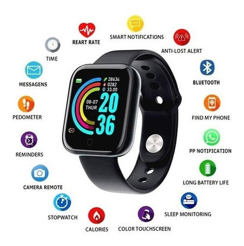 Reloj Inteligente Y68 D20 +a10 Tws Bluetooth Touch Audífono