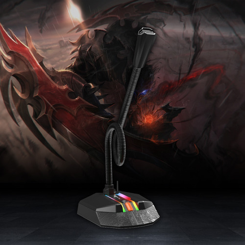 Imagen 2 de 10 de Microfono Gamer Usb Rgb Para Pc Streaming Meetion Mc 15