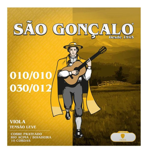 Encordoamento 010 Cobre Prata P/viola Cebolao Sao Goncalo