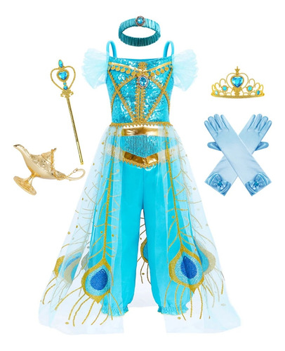 Vestido Jasmine Para Niños  Diseño De Princesa Aladdin  Lámp