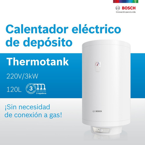 Calentador Electrico 3 Servicios Plus 120 L Thermotank Bosch Color Blanco