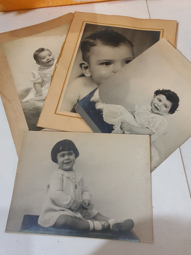 4 Antiguas Fotos Originales De Niños De 18x24cms-017
