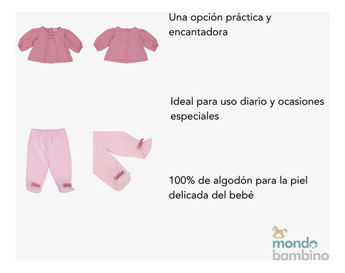 Conjunto De Bebé Pantalón Completo Y Bata Mondo Bambino Rosa 0 M