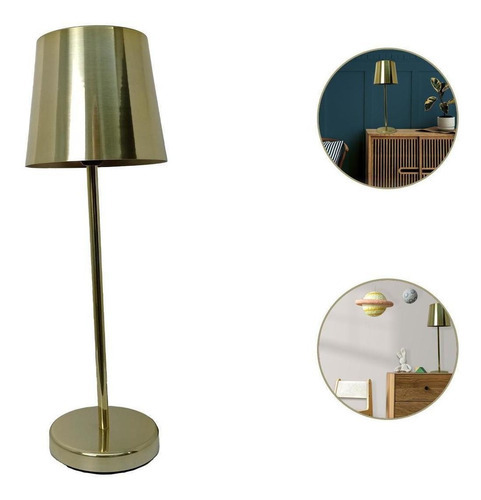 Luminária Abajur Mesa Dourado Polido Metálico 48cm Spotline