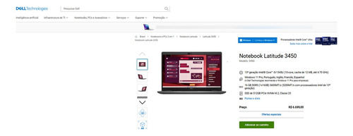 Notebook Dell Latitude 3450 Ultra5 135u 14t 16gb 512ssd