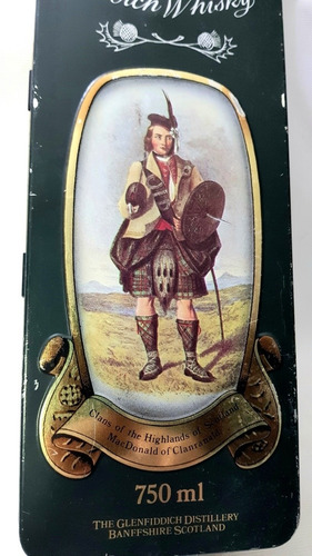 Caja De Lata Impresa Vacía Whisky Glenfiddich Clan Macdonald