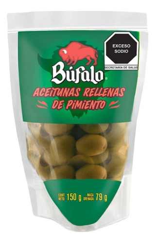 8 Pza Aceitunas Búfalo Rellenas De Pimiento 150 G