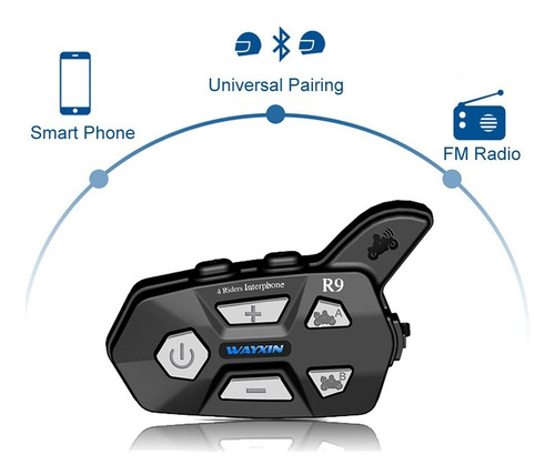 Imagen 5 de 8 de Bluetooth Intercomunicador Para Casco De Motocicleta -r9 Fm