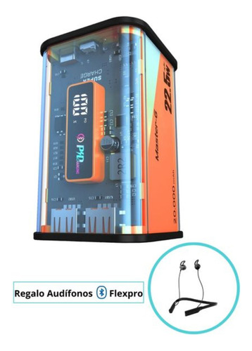 Power Bank 20000 Mah + Audífonos Flexpro Master-g